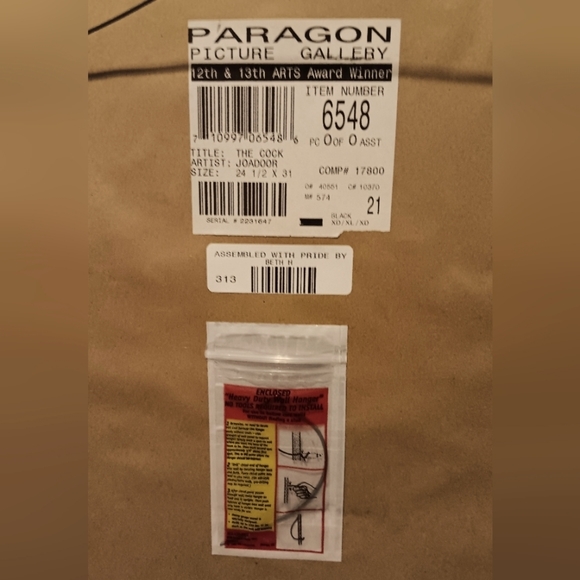 Rooster and Hen picture with antique frame - Picture 4 of 5